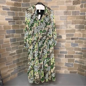 NWT Long Sheer Floral Maxi Midi Oversized Summer Chiffon H&M Dress sz XL